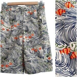 LANDS END Swim Board Shorts Waves & Fish Pattern Kids Sz L